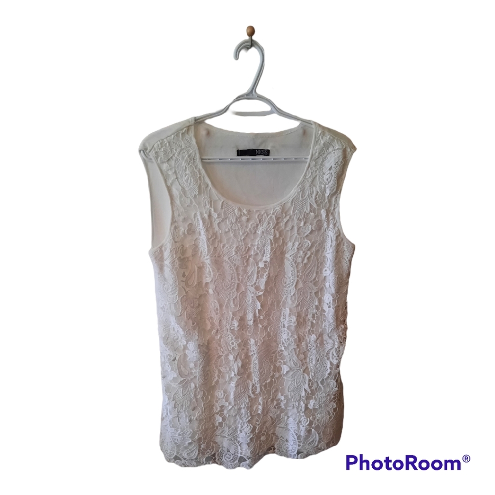 Ness Size 1X White Lace Tank Top